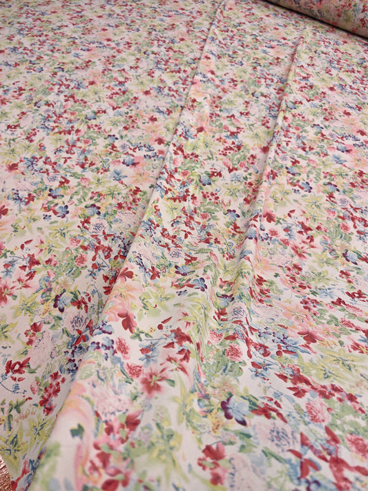 WILDFLOWER WATERCOLOUR CREPE – PRINTED POLYESTER CREPE FABRIC