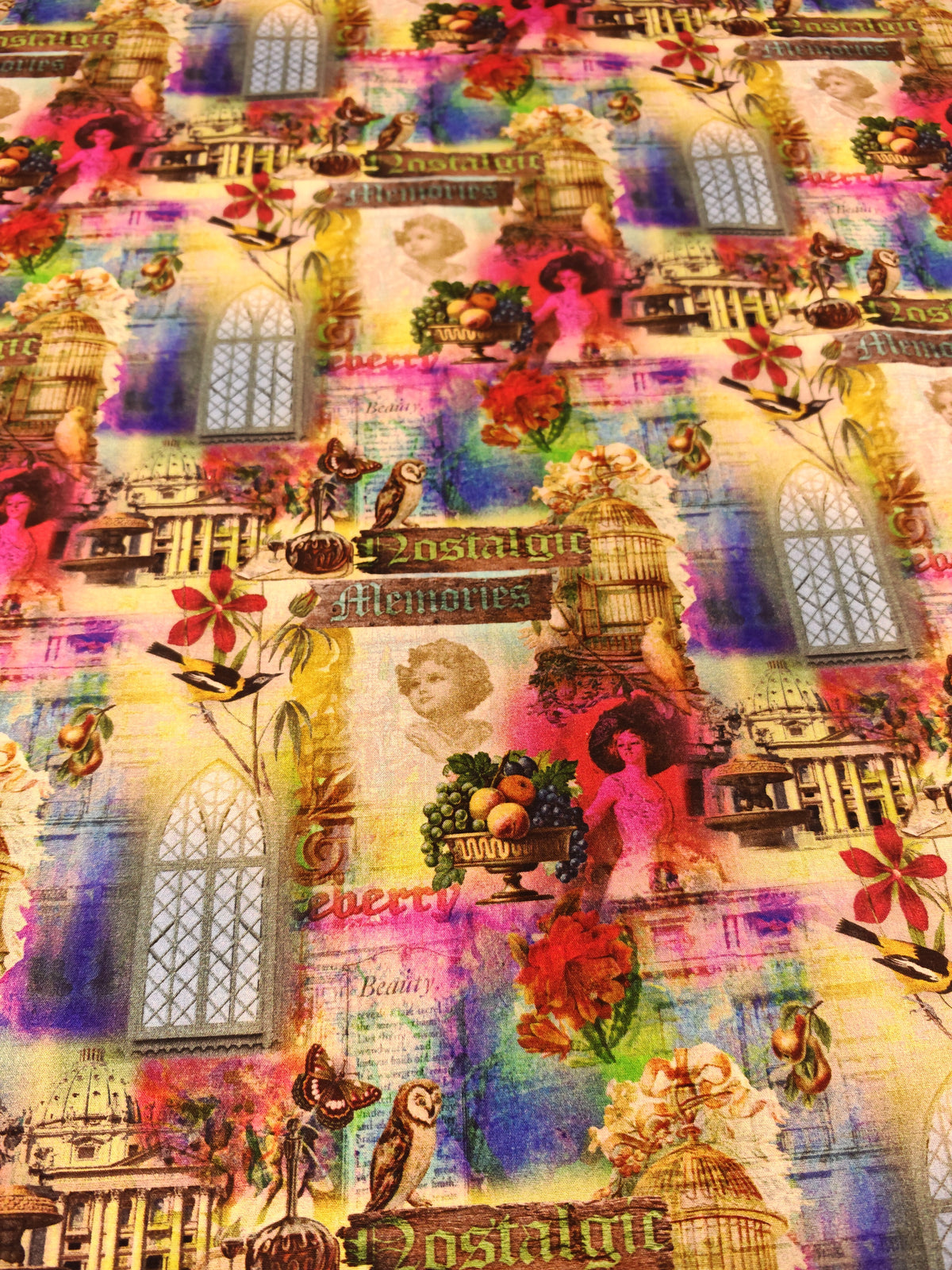 NOSTALGIC MEMORIES COLLAGE – 100% COTTON PRINT FABRIC – 153cm WIDE