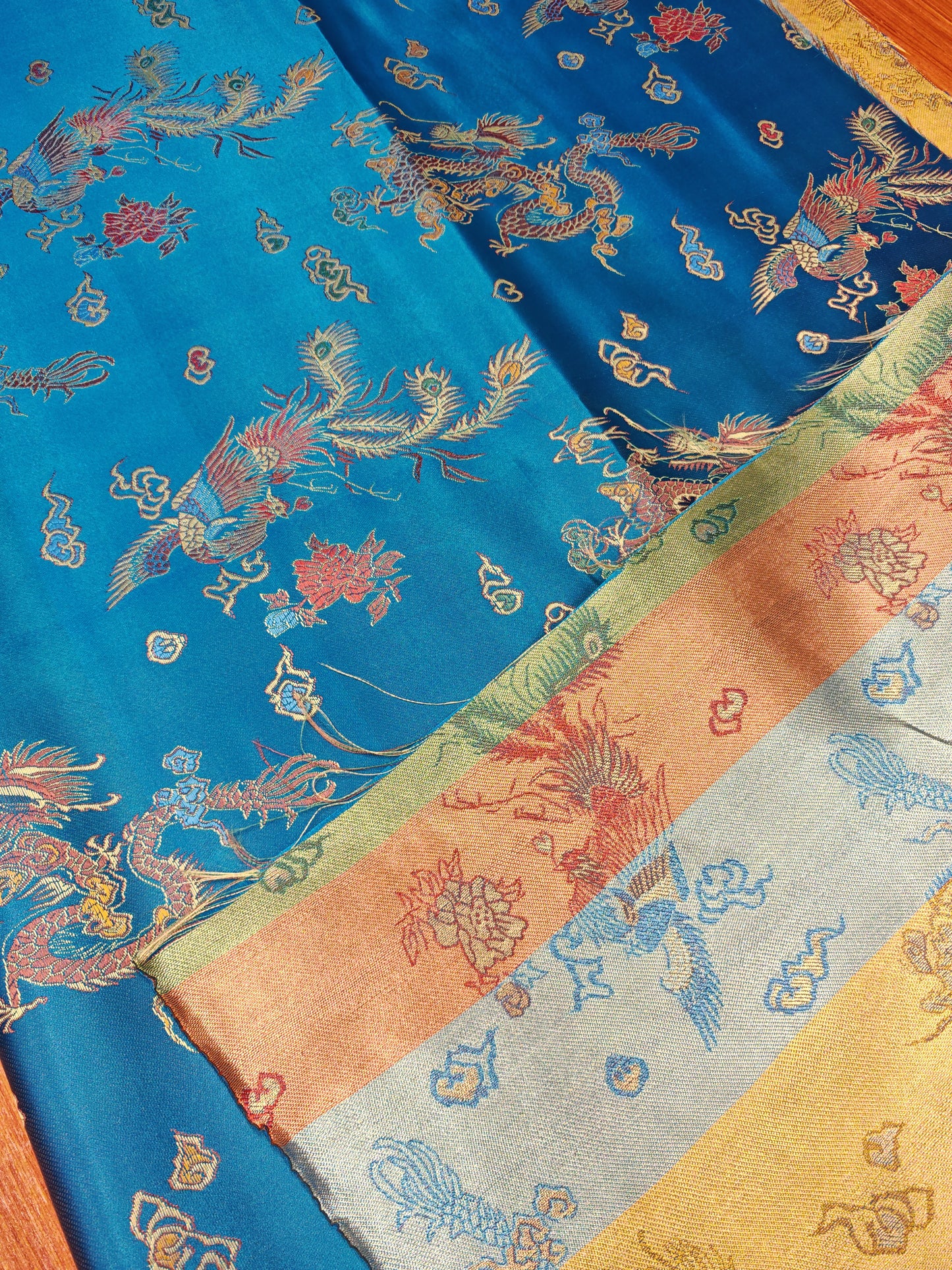 CHINESE DRAGON BROCADE – POLYESTER BROCADE FABRIC – 93cm WIDE (5 COLOURWAYS)