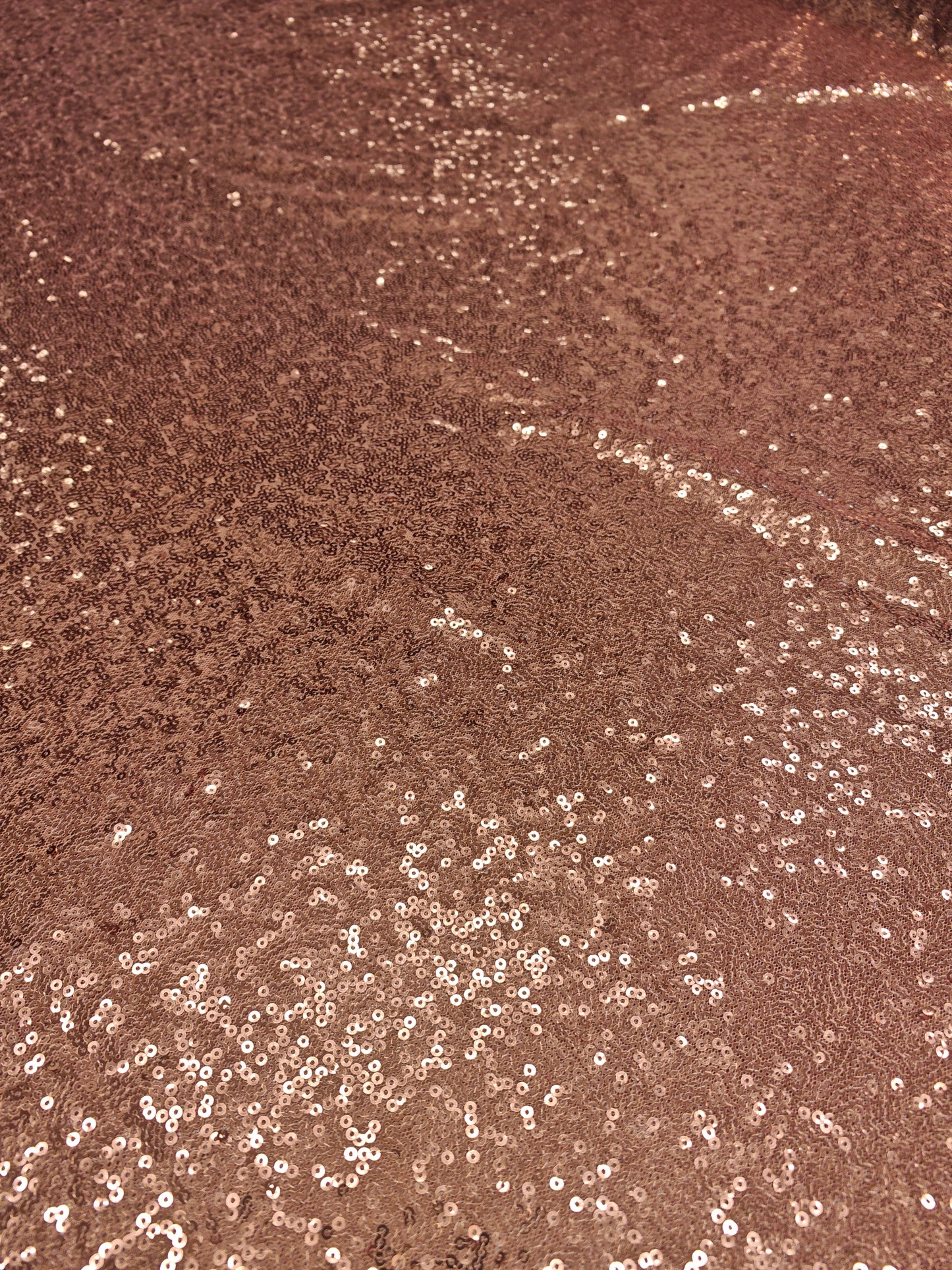 ROSE GOLD SEQUIN FABRIC – SEWN SEQUINS ON MESH – 144cm WIDE