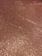 ROSE GOLD SEQUIN FABRIC – SEWN SEQUINS ON MESH – 144cm WIDE