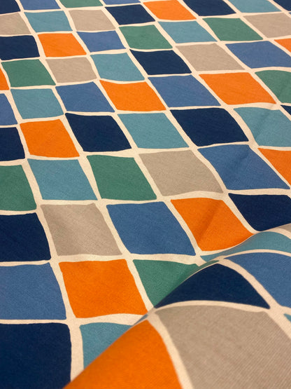 PARK WEST HEAVY COTTON PRINT – GEOMETRIC FURNISHING FABRIC – 100% COTTON (3 COLOURWAYS)