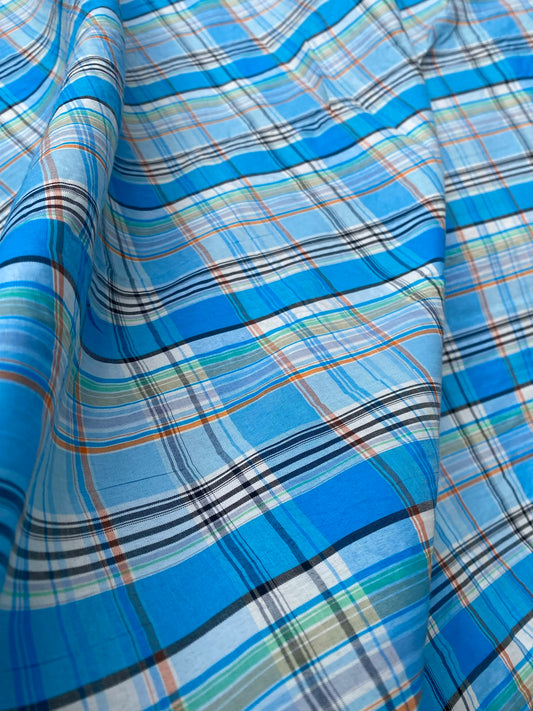 BLUE COAST MADRAS CHECK – 100% COTTON FABRIC – 142cm WIDE