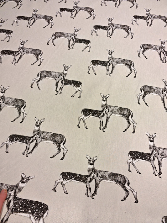 Deer Print Cotton Canvas – 142cm / 56" – 100% Cotton