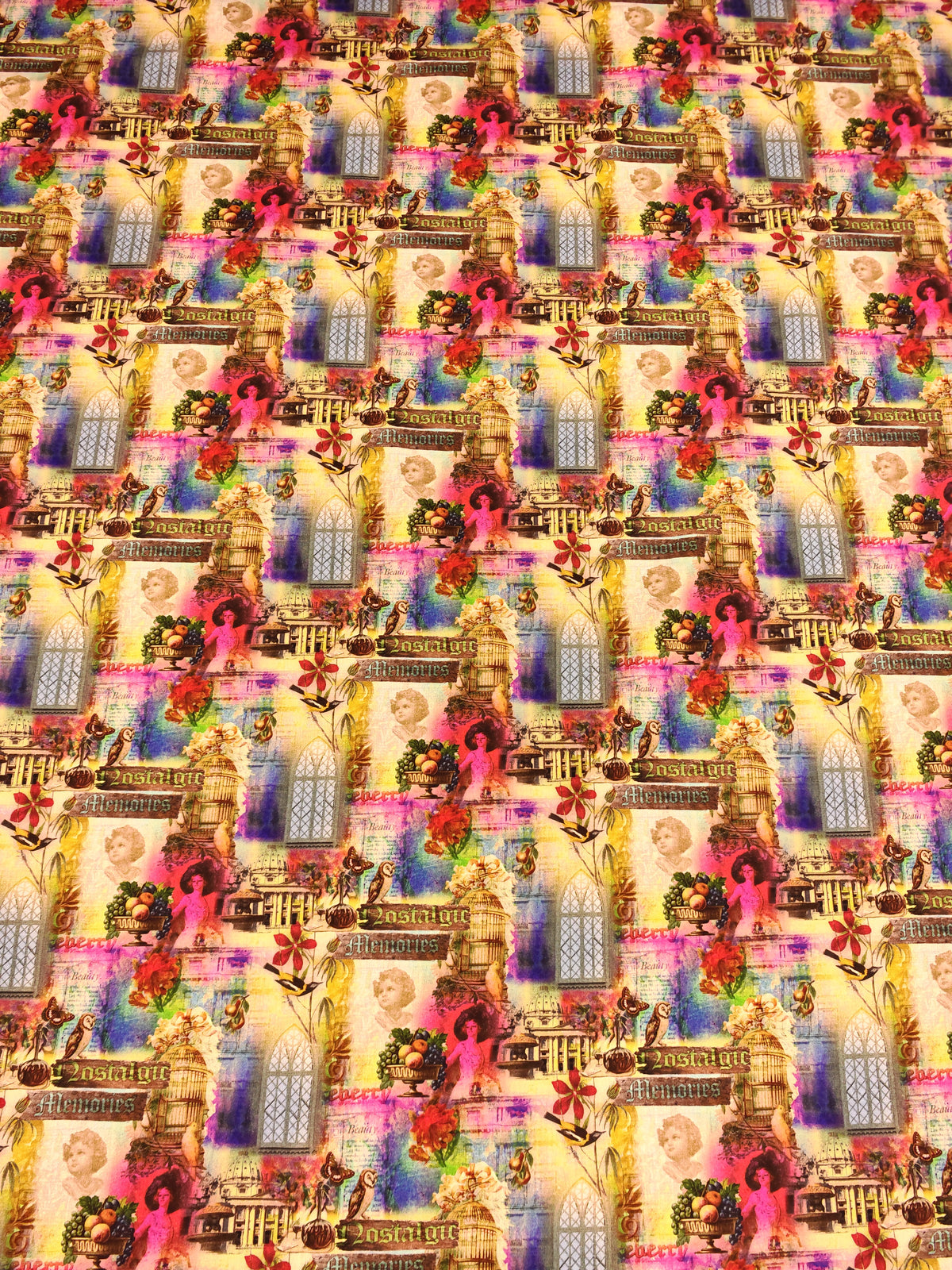NOSTALGIC MEMORIES COLLAGE – 100% COTTON PRINT FABRIC – 153cm WIDE