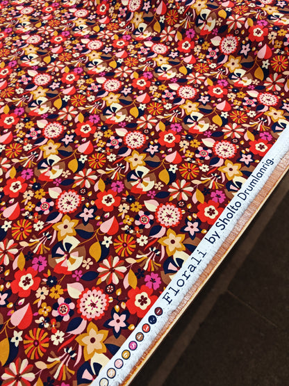 BERRY BLOSSOM PARADE – DASHWOOD STUDIO FLORALI – 100% COTTON BABY CORDUROY – 146cm WIDE
