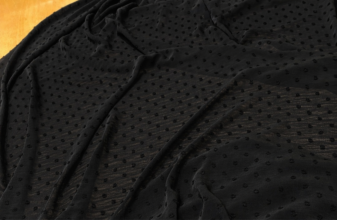 BLACK BOBBLY TEXTURE FABRIC – 147cm WIDE - 3 METRE PIECE