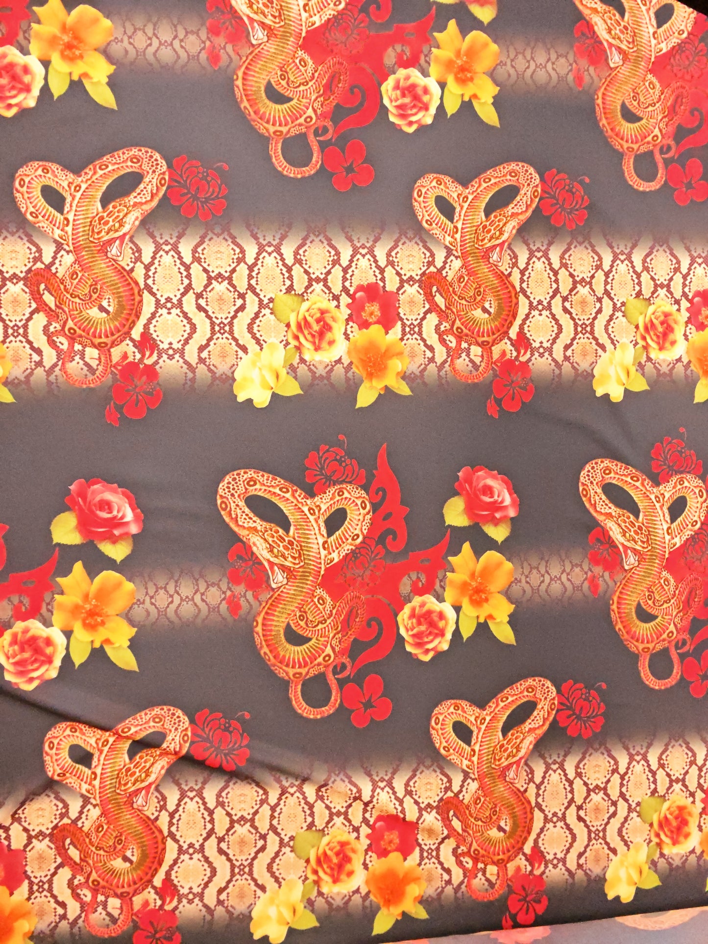 Madusa Snake Print Stretch Fabric - 140cm / 55" - Elastane Stretch - 3m Piece (2 Colourways)