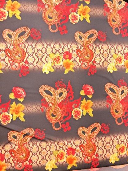 Madusa Snake Print Stretch Fabric - 140cm / 55" - Elastane Stretch - 3m Piece (2 Colourways)