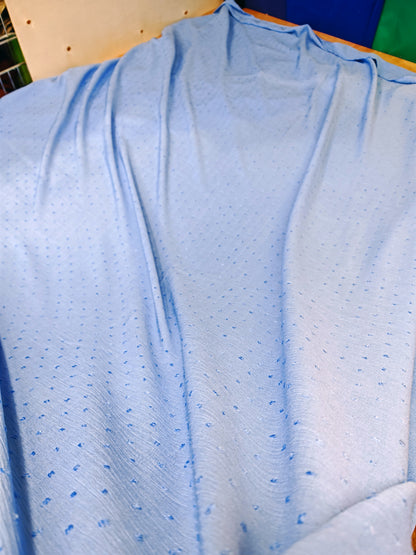 LILAC BLUE BOBBLY TEXTURE FABRIC – 147cm WIDE - LIKELY POLYESTER - 3 METRE PIECE