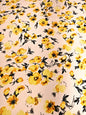 YELLOW WATERCOLOUR FLORAL FOUR-WAY STRETCH FABRIC – 150cm WIDE