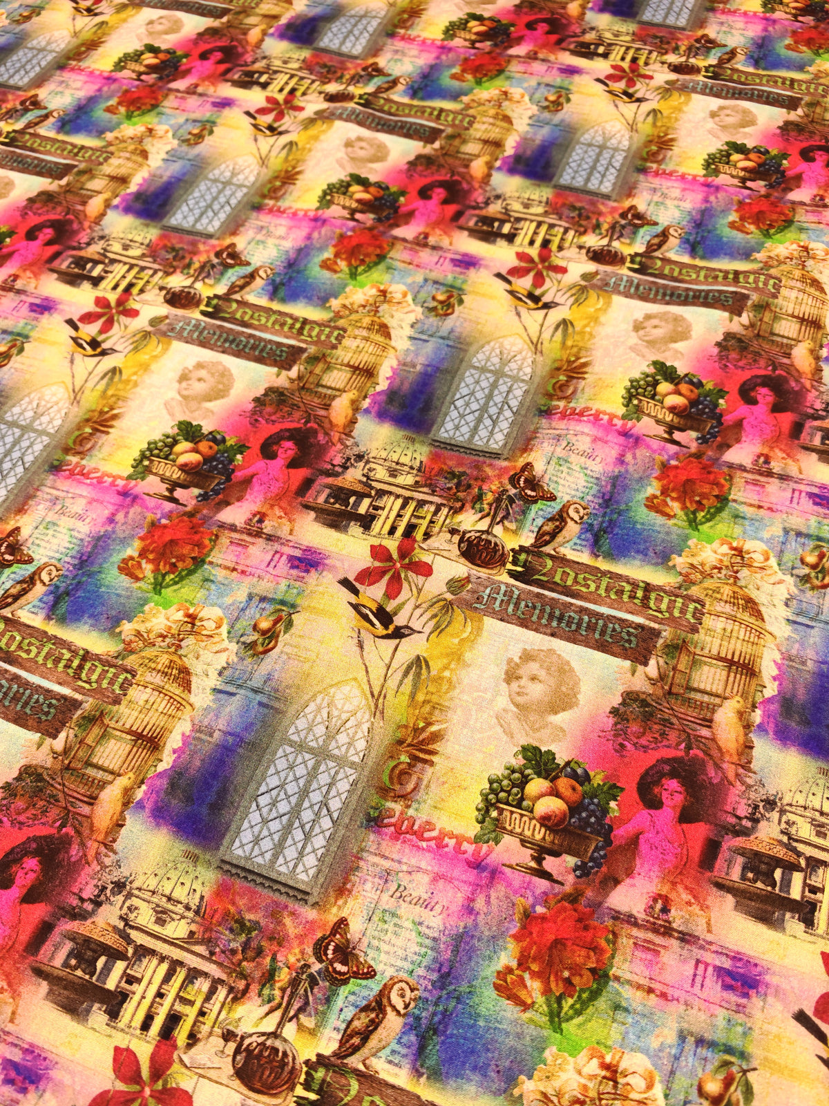 NOSTALGIC MEMORIES COLLAGE – 100% COTTON PRINT FABRIC – 153cm WIDE