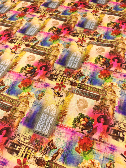 NOSTALGIC MEMORIES COLLAGE – 100% COTTON PRINT FABRIC – 153cm WIDE