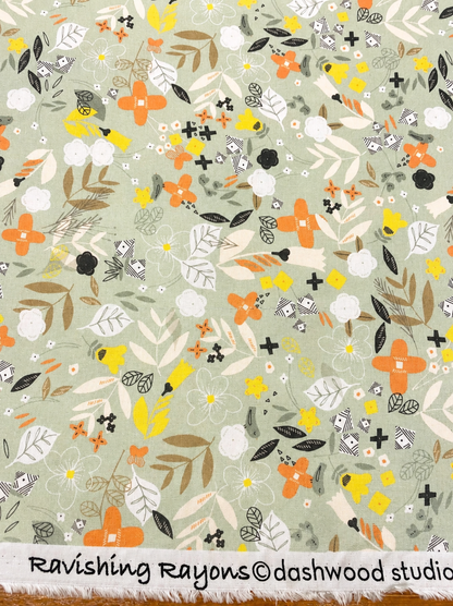 MEADOW SKETCH – DASHWOOD STUDIO RAVISHING RAYONS – 100% RAYON FABRIC – 148cm WIDE
