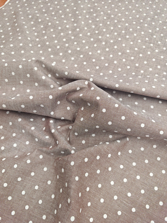 CLASSIC PINSPOT COTTON – NATURAL & WHITE – 100% COTTON FABRIC – 160cm WIDE