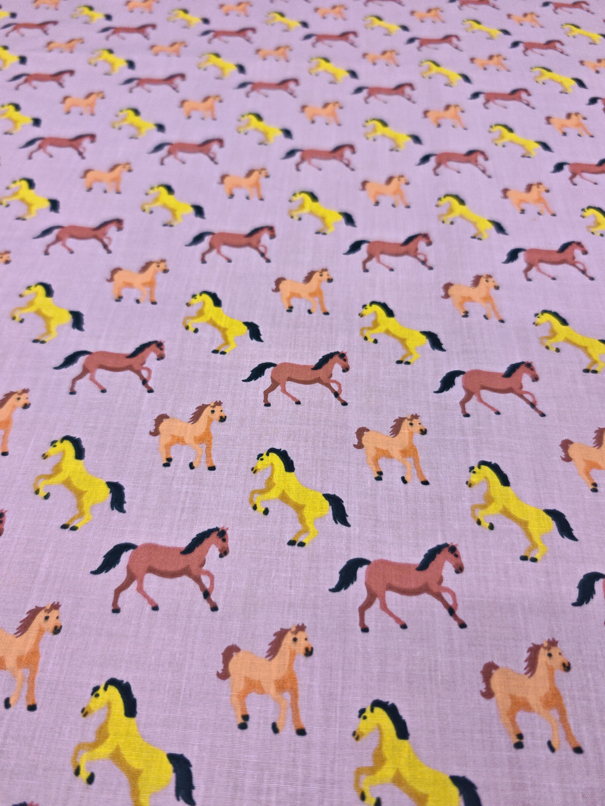 HORSES POLYCOTTON FABRIC – 4 COLOURWAYS – 112–114cm WIDE