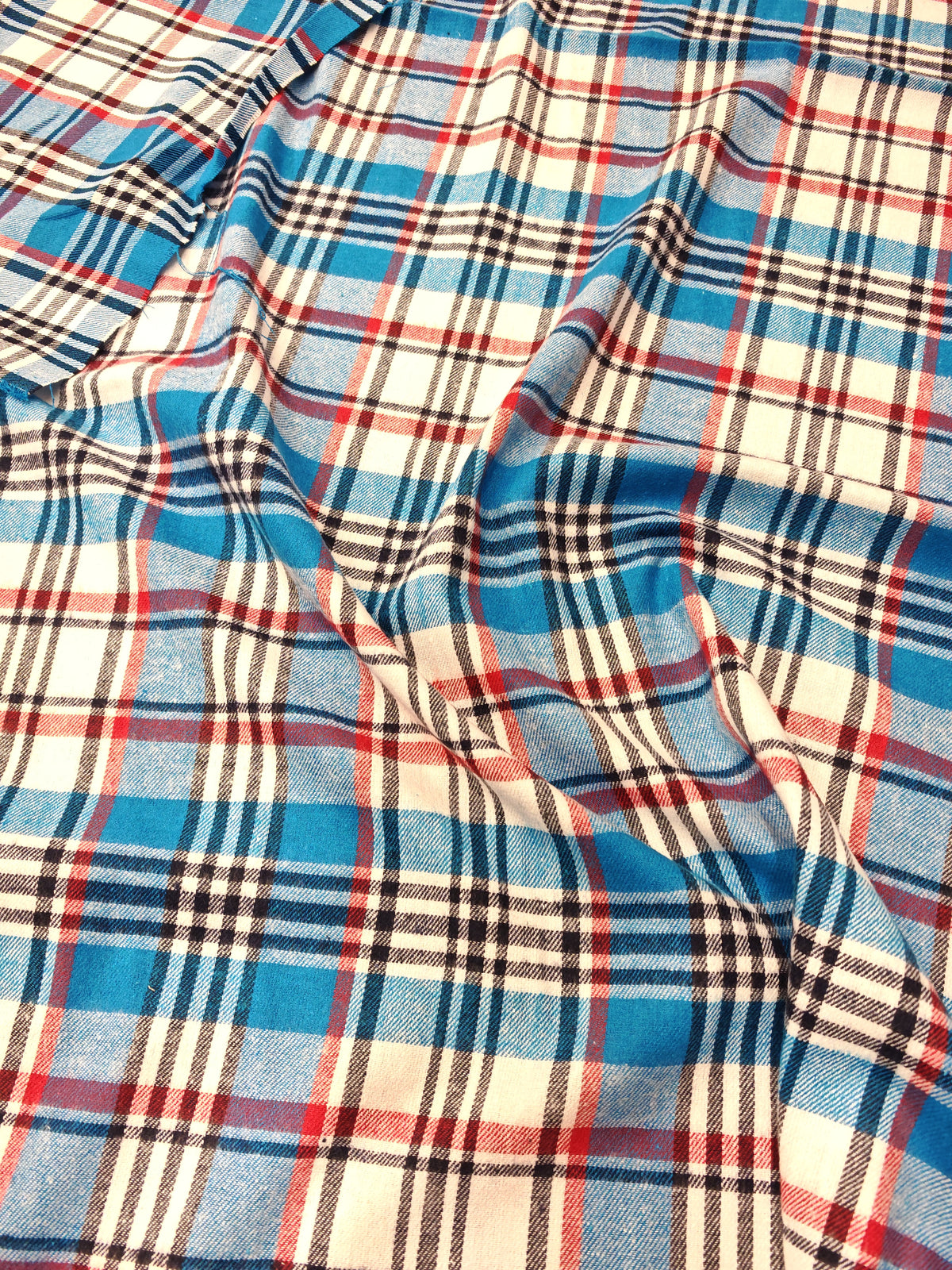 BLUE & RED TARTAN BRUSHED POLYCOTTON – 148cm WIDE