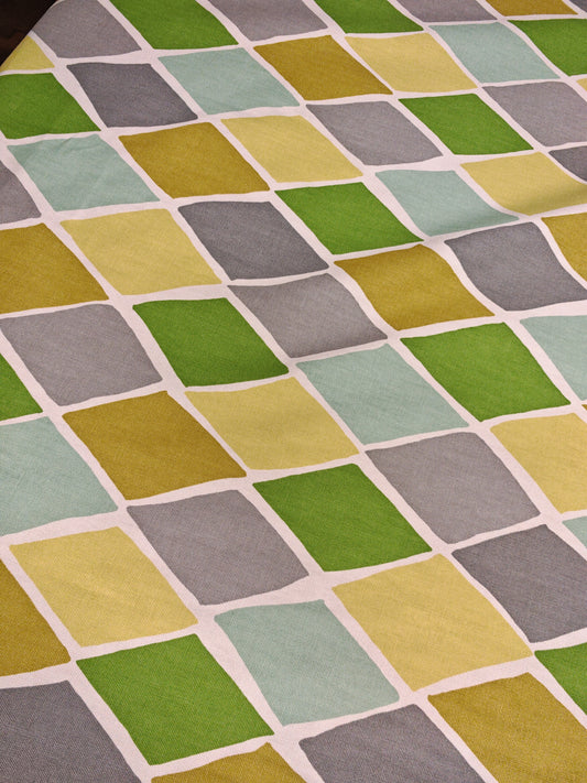 PARK WEST" HEAVY COTTON PRINT – GEOMETRIC FURNISHING FABRIC – 100% COTTON