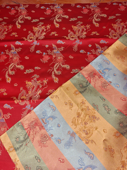 CHINESE DRAGON BROCADE – POLYESTER BROCADE FABRIC – 93cm WIDE (5 COLOURWAYS)