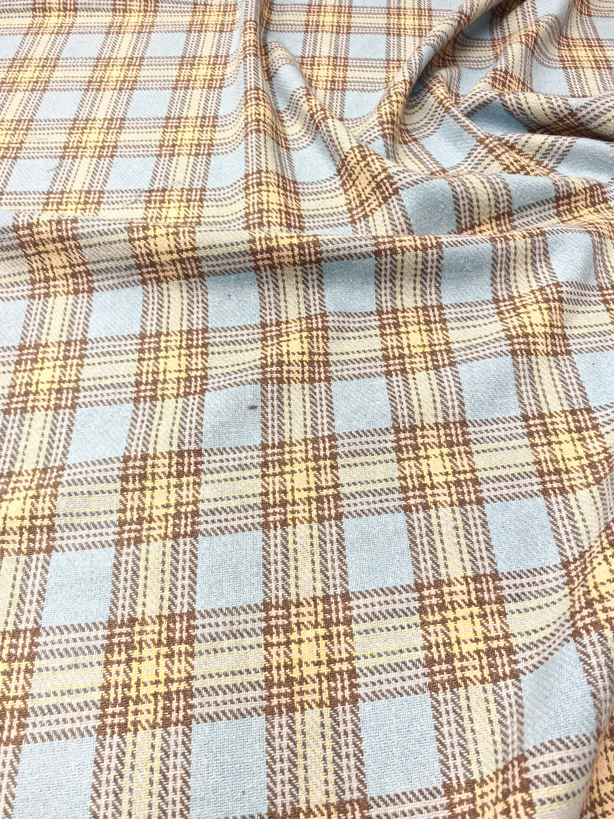 COUNTRYSIDE BLUE – WOOL MIX CHECK FABRIC – 155cm WIDE