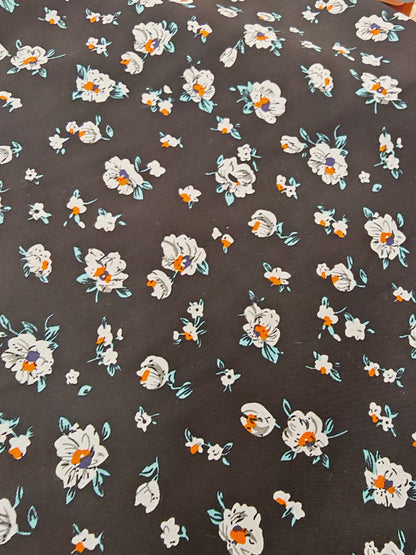 MIDNIGHT BLOSSOM – 100% VISCOSE FLORAL FABRIC – 142cm WIDE