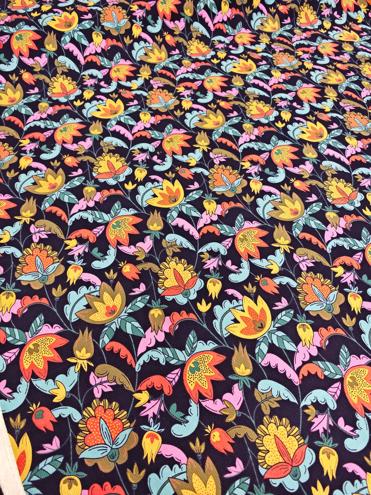 FOLK GARDEN BLOOMS – SHOLTO DRUMLANRIG KALEIDOSCOPE – 100% COTTON BABY CORDUROY FABRIC – 146cm WIDE