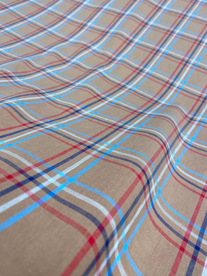 CAMEL HERITAGE MADRAS CHECK – 100% COTTON FABRIC – 148cm WIDE