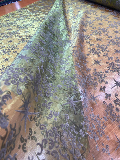 STARS & SCROLLS – PRINTED POLYESTER ORGANZA FABRIC – 150cm WIDE