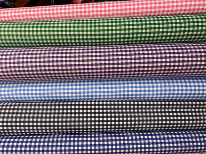 ¼ Inch Gingham Polycotton – 112cm / 44" – Polycotton – 3m Piece (6 Colourways)