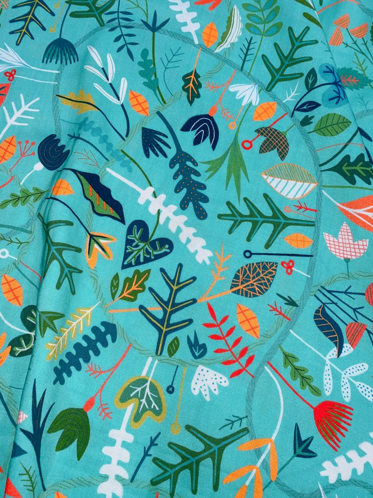 BOTANICAL MEADOW AQUA – DASHWOOD STUDIOS SEASONS – 100% RAYON FABRIC – 144cm WIDE