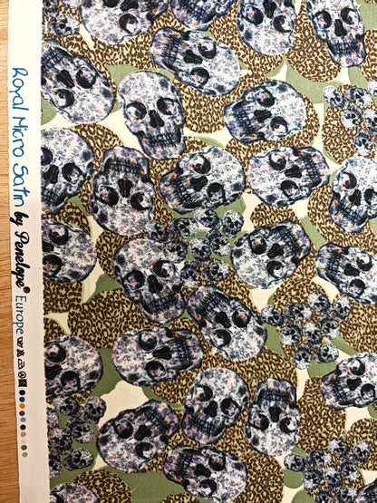 Skull Print Royal Micro Satin – 148cm / 58" – Micro Satin – 3m Piece