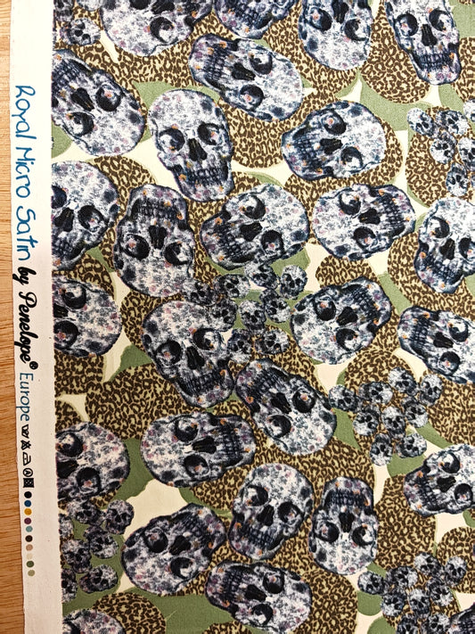 Skull Print Royal Micro Satin – 148cm / 58" – Micro Satin – 3m Piece