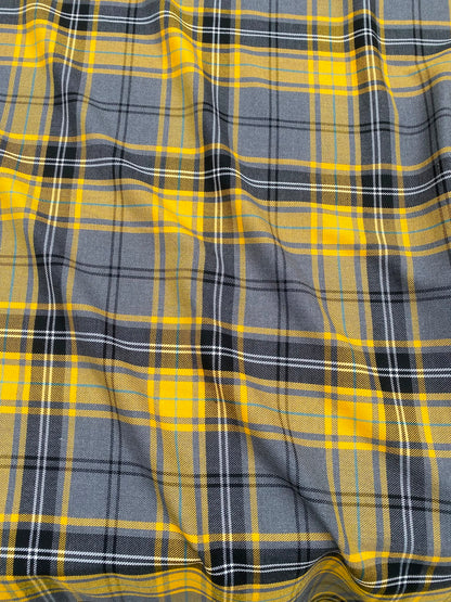 GOLDEN HIGHLANDS CHECK – POLYVISCOSE TARTAN DRESS FABRIC – 143cm WIDE