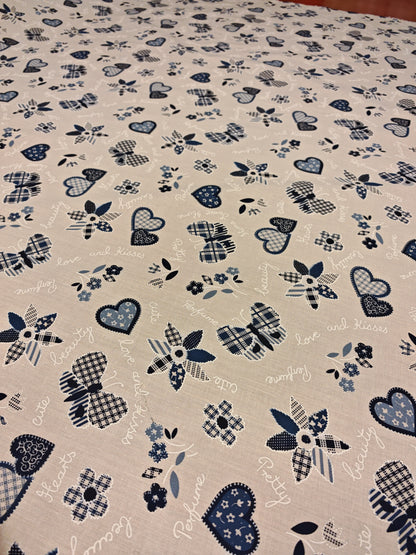 PATCHWORK LOVE – POLYCOTTON PRINT FABRIC – 110cm WIDE (3 COLOURWAYS)
