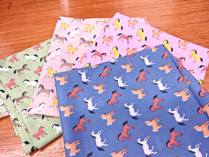 HORSES POLYCOTTON FABRIC – 4 COLOURWAYS – 112–114cm WIDE