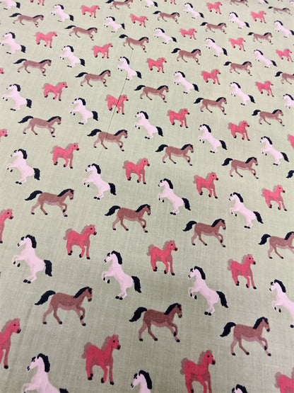 HORSES POLYCOTTON FABRIC – 4 COLOURWAYS – 112–114cm WIDE