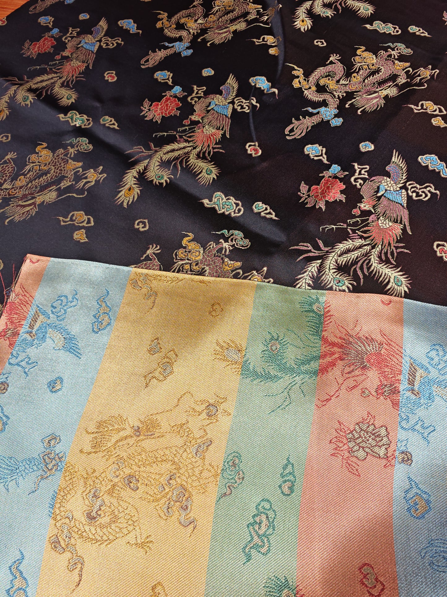CHINESE DRAGON BROCADE – POLYESTER BROCADE FABRIC – 93cm WIDE (5 COLOURWAYS)