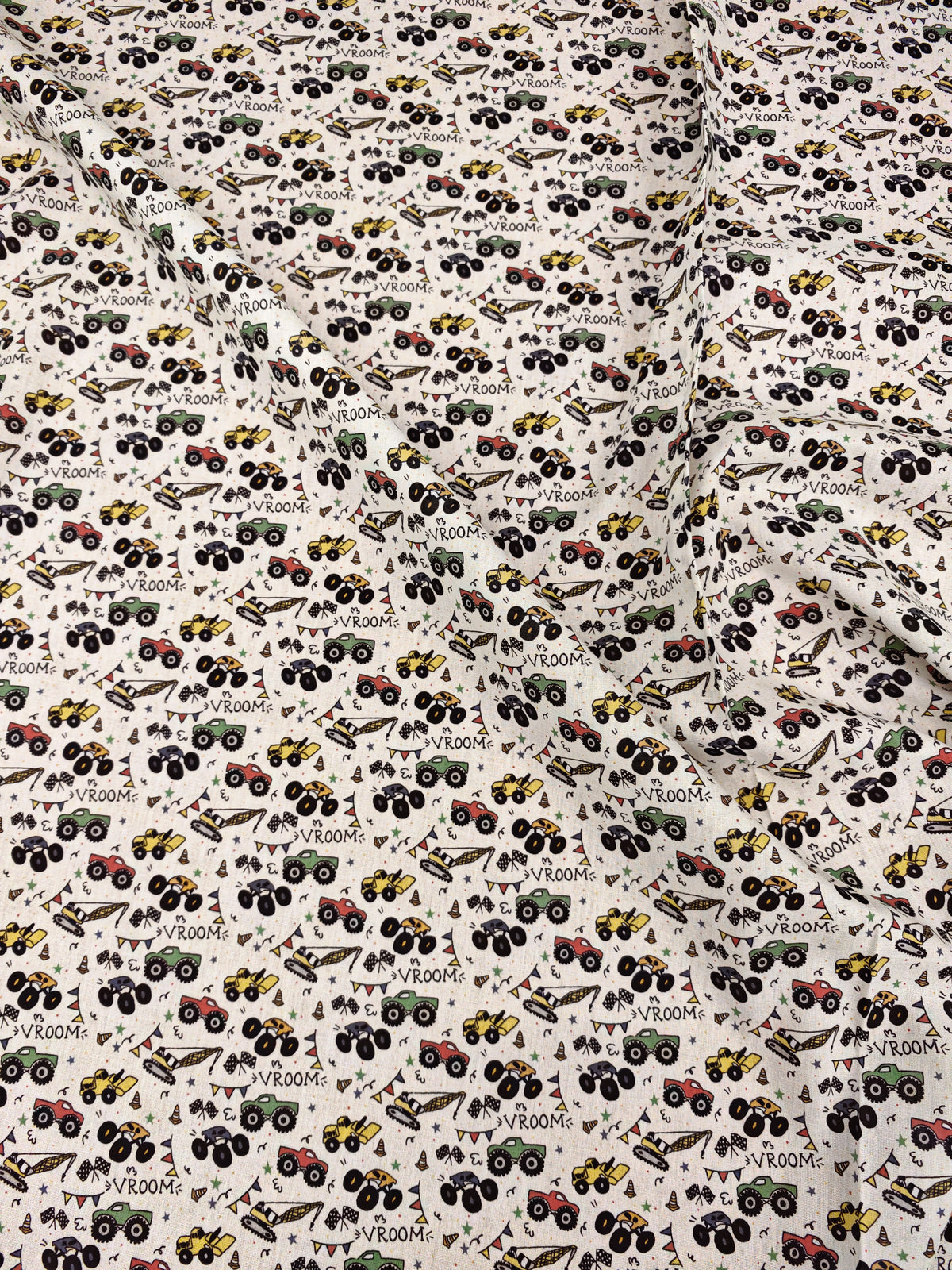 MONSTER TRUCKS VROOM – 100% COTTON FABRIC – 148cm WIDE