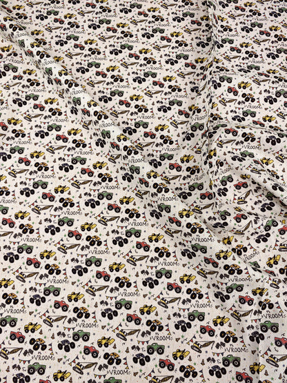 MONSTER TRUCKS VROOM – 100% COTTON FABRIC – 148cm WIDE