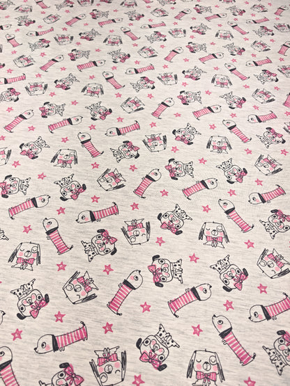 PINK DOGS – COTTON JERSEY – 95% COTTON 5% ELASTANE – 144cm WIDE