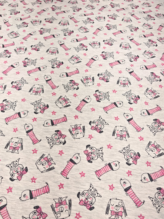 PINK DOGS – COTTON JERSEY – 95% COTTON 5% ELASTANE – 144cm WIDE