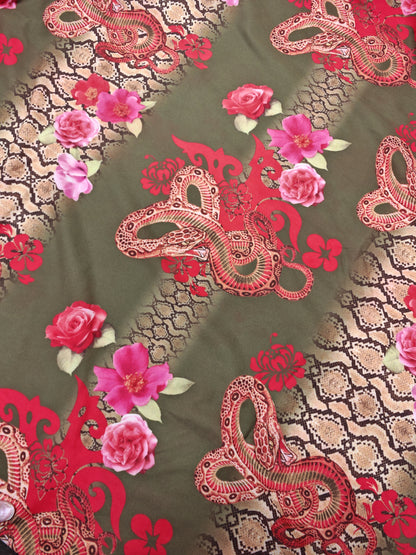 Madusa Snake Print Stretch Fabric - 140cm / 55" - Elastane Stretch - 3m Piece (2 Colourways)