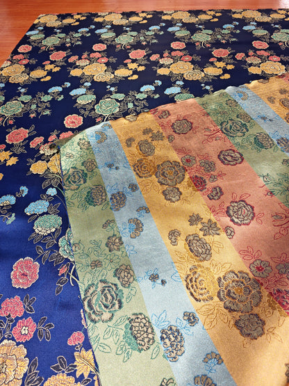 CHINESE FLORAL BROCADE – POLYESTER BROCADE FABRIC – 93cm WIDE (2 COLOURWAYS)