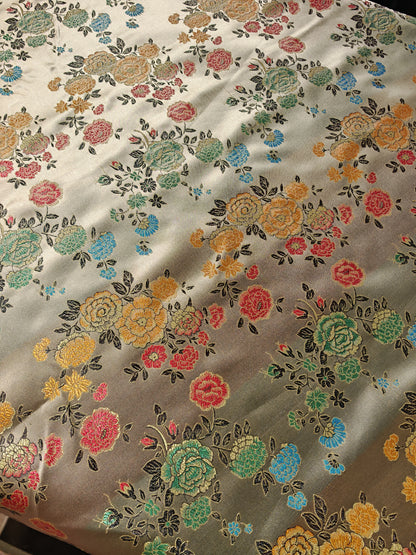 CHINESE FLORAL BROCADE – POLYESTER BROCADE FABRIC – 93cm WIDE (2 COLOURWAYS)