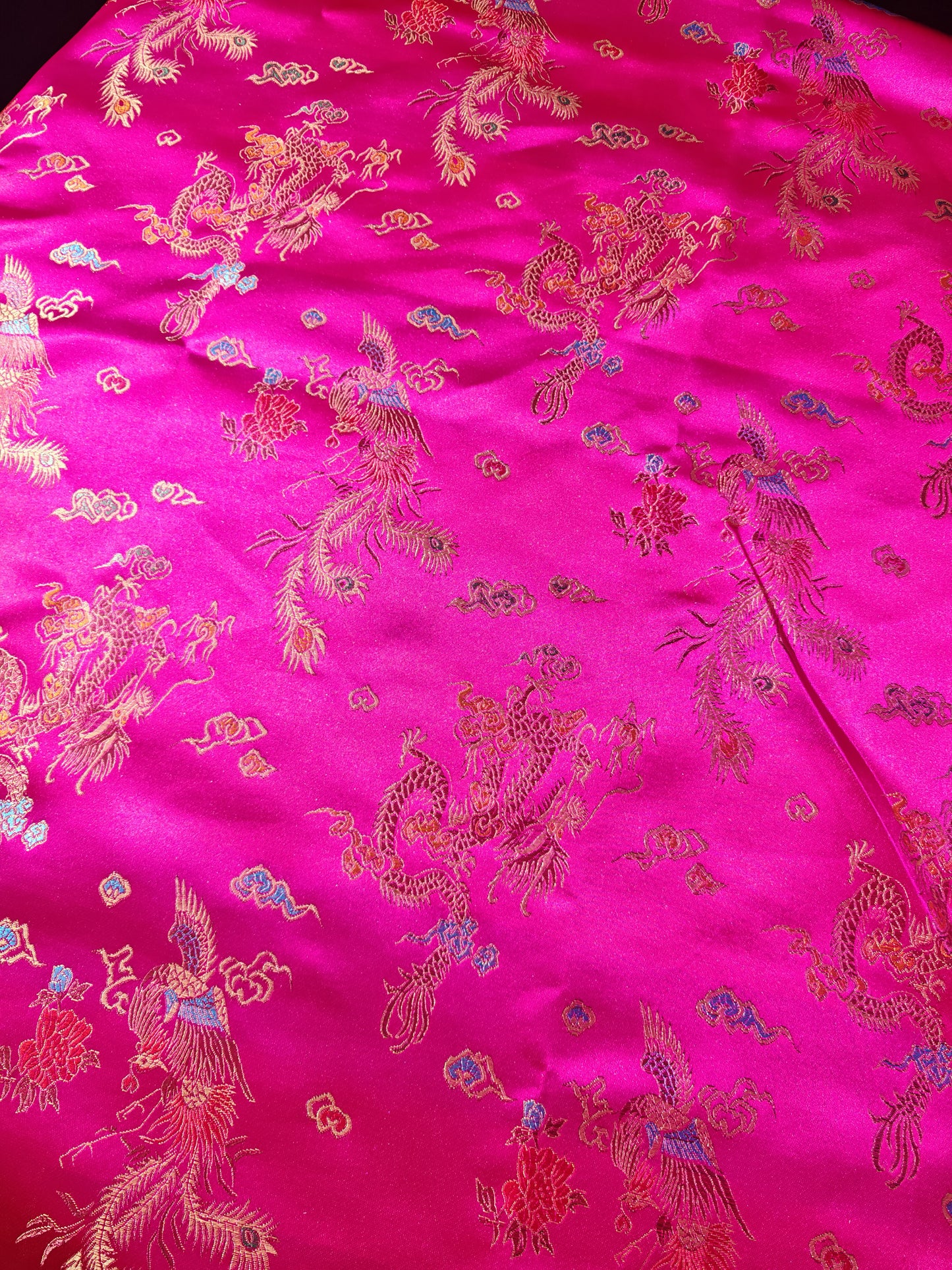 CHINESE DRAGON BROCADE – POLYESTER BROCADE FABRIC – 93cm WIDE (5 COLOURWAYS)