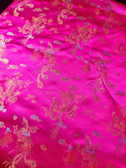 CHINESE DRAGON BROCADE – POLYESTER BROCADE FABRIC – 93cm WIDE (5 COLOURWAYS)