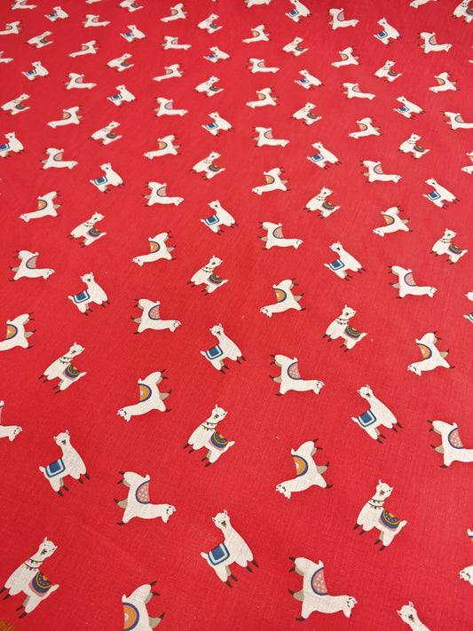 LLAMA PRINT POLYCOTTON – 65% POLYESTER 35% COTTON FABRIC – 110cm WIDE – (3 COLOURWAYS)