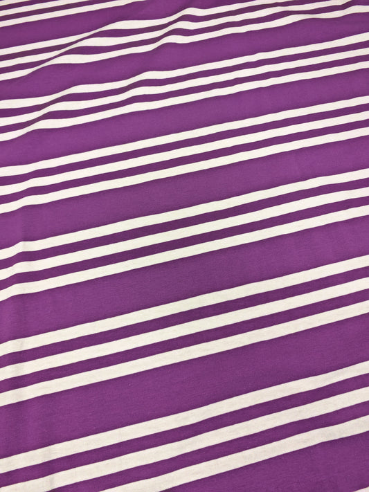 THREE STRIPE PURPLE – COTTON JERSEY – 95% COTTON / 5% ELASTANE – 177cm WIDE