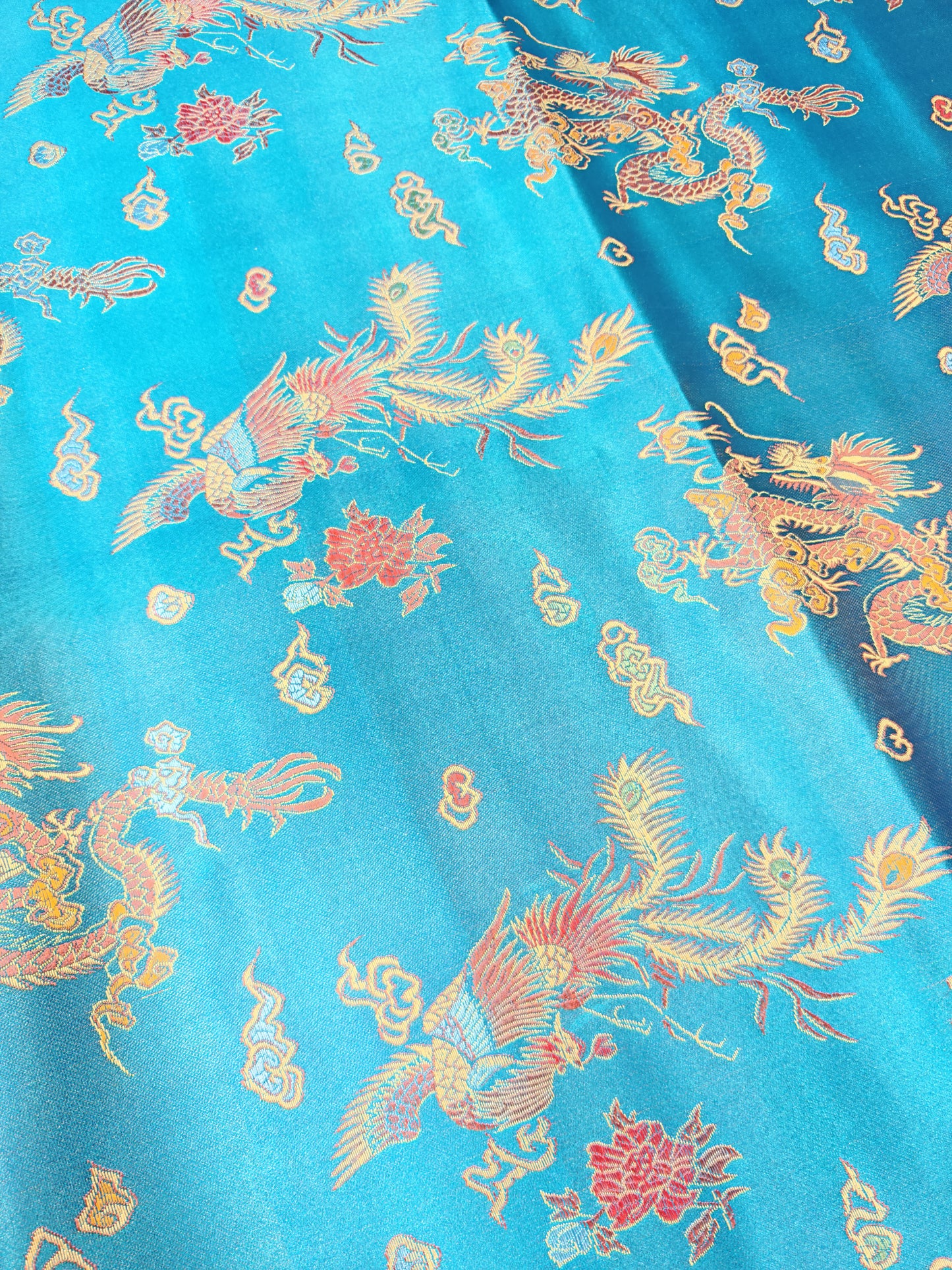 CHINESE DRAGON BROCADE – POLYESTER BROCADE FABRIC – 93cm WIDE (5 COLOURWAYS)