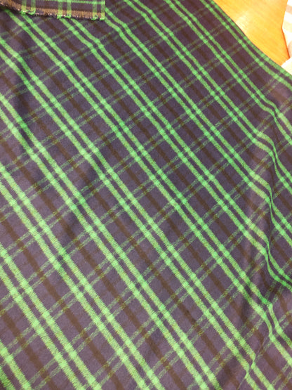 FOREST CHECK – WOOL MIX COATING FABRIC – GREEN & NAVY – 150cm WIDE